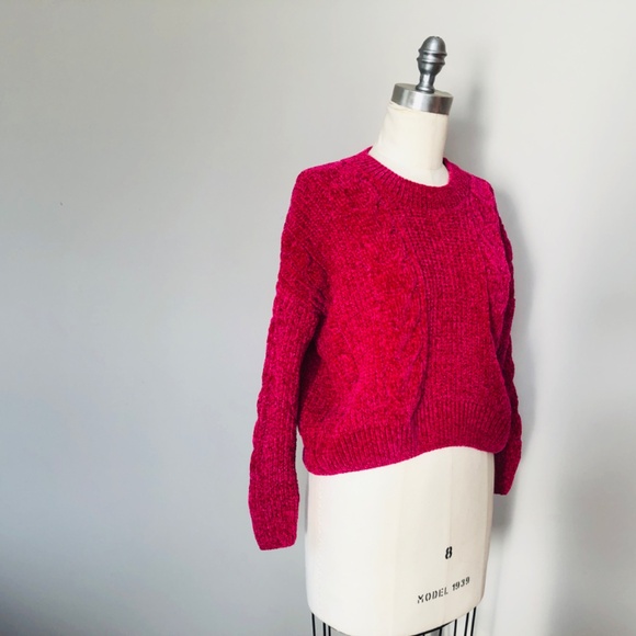 Large Hot Pink LUV LANE Sweater Pullover - Picture 4 of 7